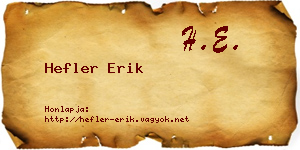 Hefler Erik névjegykártya